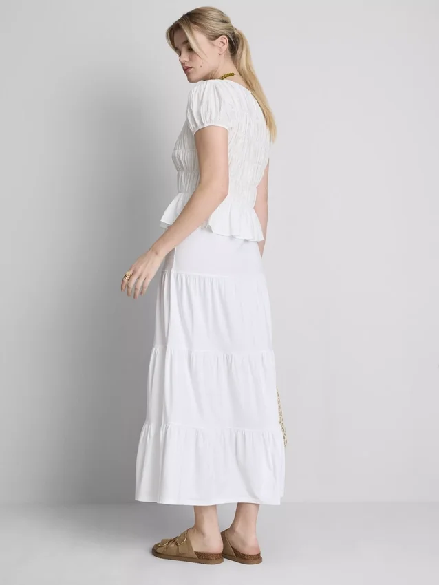 Cotton tiered maxi peasant skirt
