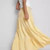 Cotton tiered maxi peasant skirt