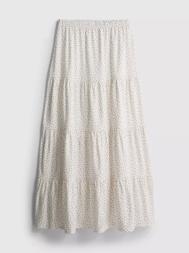 Cotton tiered maxi peasant skirt