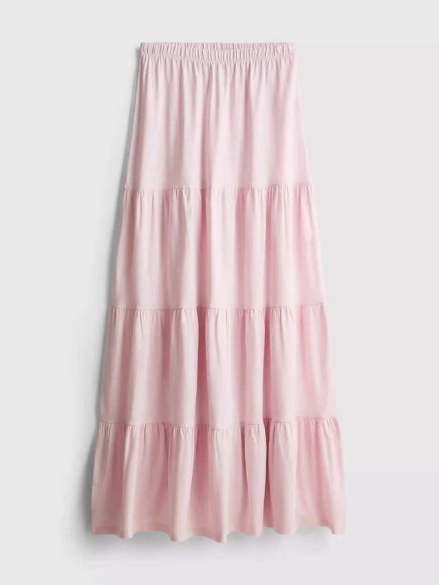 Cotton tiered maxi peasant skirt