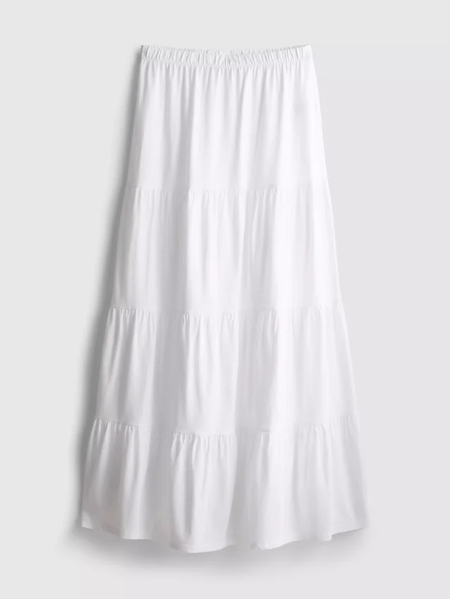 Cotton tiered maxi peasant skirt