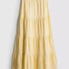 Cotton tiered maxi peasant skirt