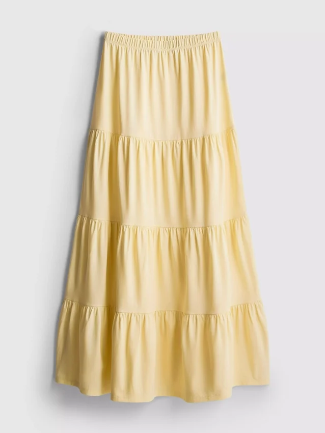 Cotton tiered maxi peasant skirt