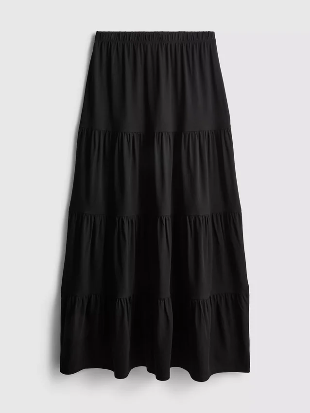 Cotton tiered maxi peasant skirt