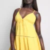Cotton tiered v-neck mini dress