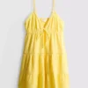 Cotton tiered v-neck mini dress
