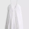 Cotton tiered v-neck mini dress
