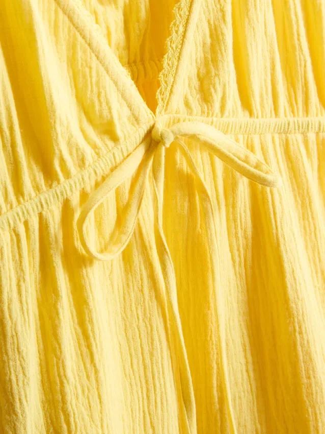 Cotton tiered v-neck mini dress