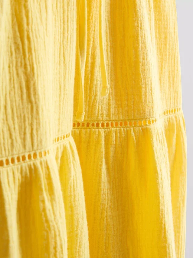 Cotton tiered v-neck mini dress