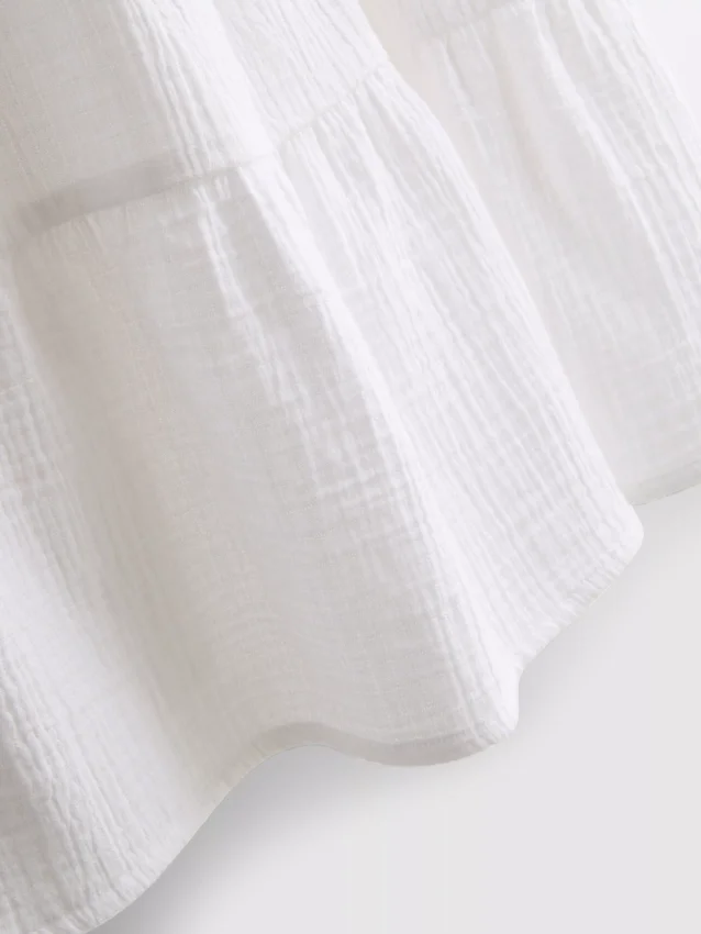 Cotton tiered v-neck mini dress