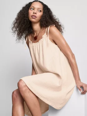 Cotton trapeze mini dress
