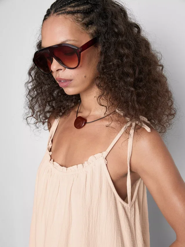 Cotton trapeze mini dress