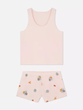 Cotton vest shorty pajamas