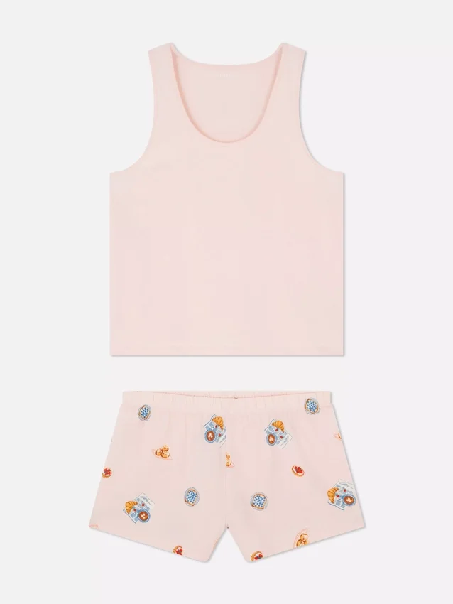 Cotton vest shorty pajamas