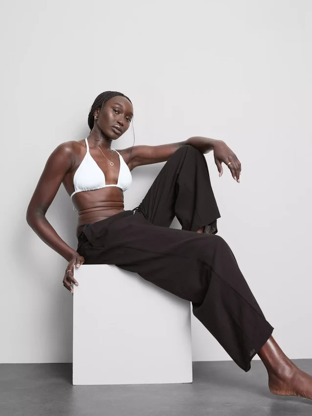 Cotton wide leg beach pants