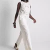 Cotton wide leg embroidered pants