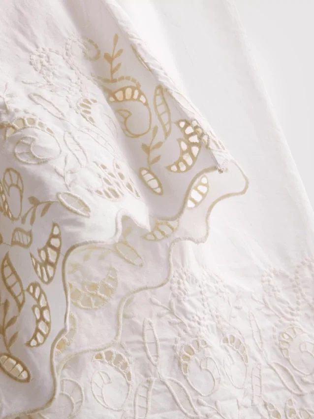 Cotton wide leg embroidered pants