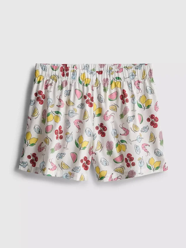 Cotton woven pajama shorts