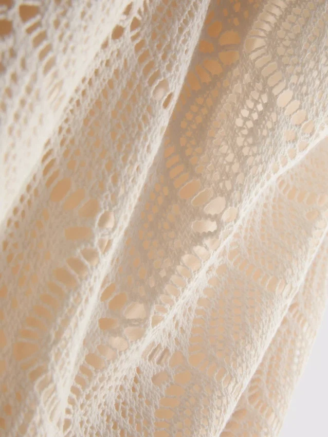 Cowl neck crochet halter mini dress