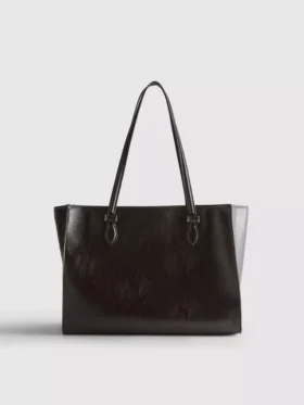 Crackle faux leather tote bag