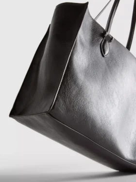 Crackle faux leather tote bag