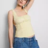 Crepe square-neck corset top