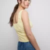 Crepe square-neck corset top