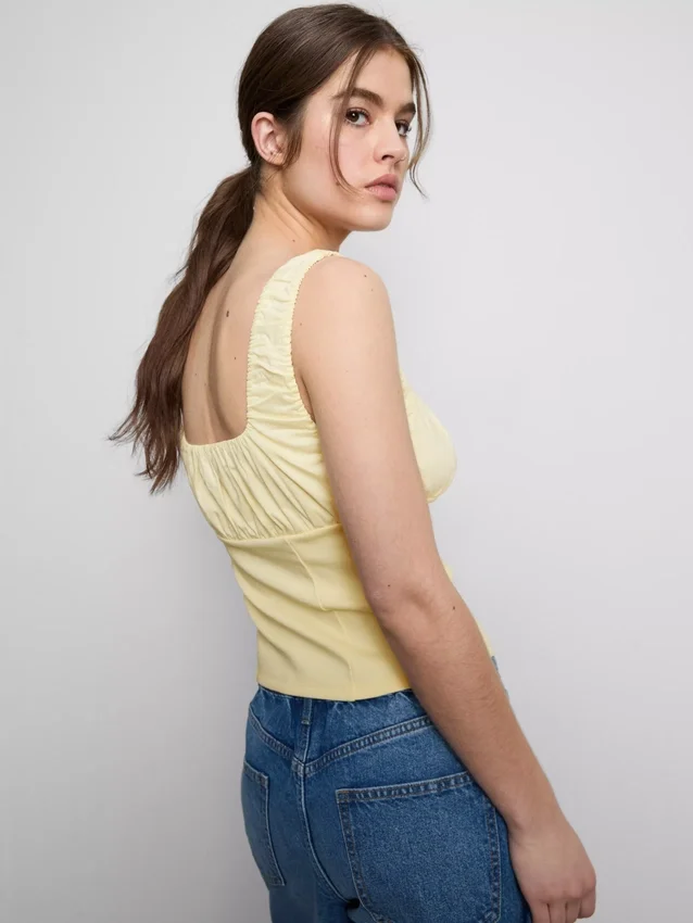 Crepe square-neck corset top