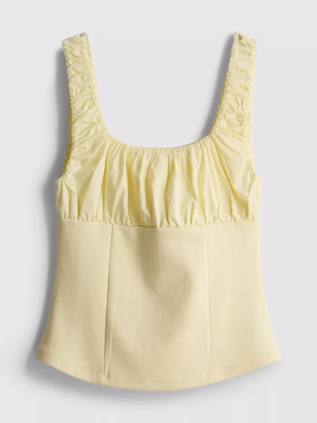 Crepe square-neck corset top