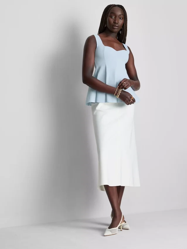 Crepe sweetheart peplum top