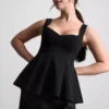 Crepe sweetheart peplum top