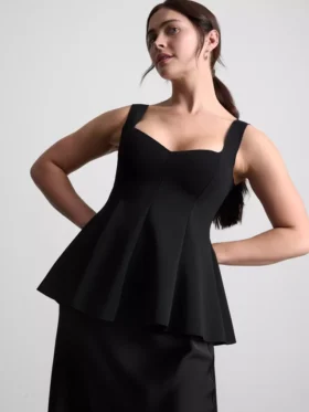 Crepe sweetheart peplum top