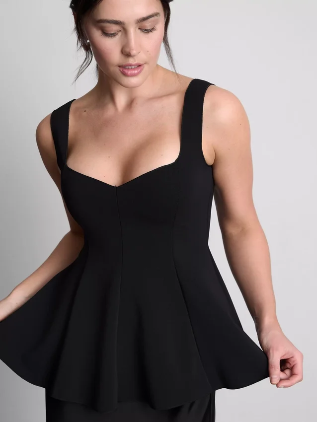 Crepe sweetheart peplum top