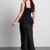 Crepe sweetheart peplum top