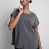 Crew neck roll sleeve tee