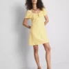 Crinkle cap-sleeve mini dress