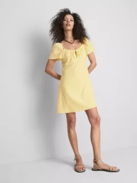 Crinkle cap-sleeve mini dress