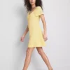 Crinkle cap-sleeve mini dress