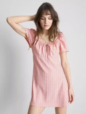 Crinkle cap-sleeve mini dress