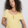 Crinkle cap-sleeve mini dress
