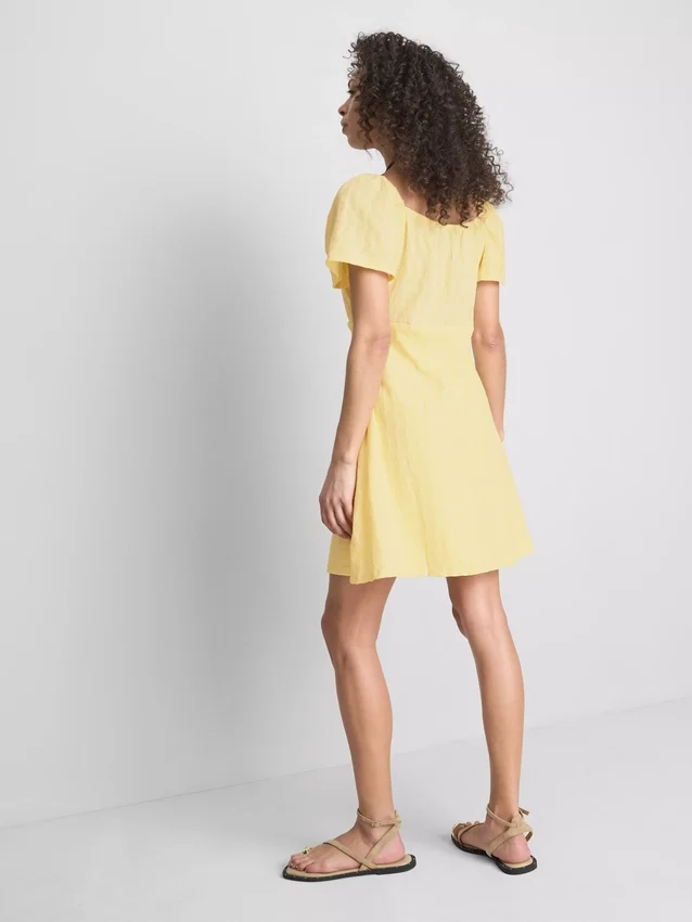Crinkle cap-sleeve mini dress