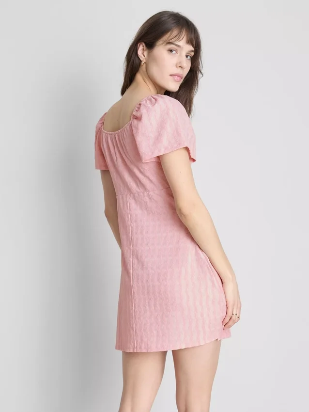 Crinkle cap-sleeve mini dress