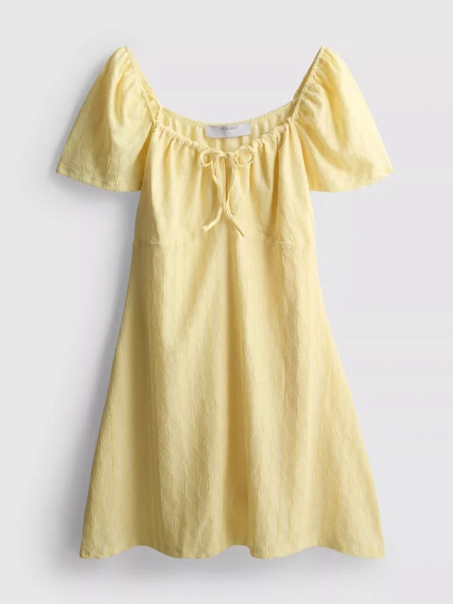 Crinkle cap-sleeve mini dress
