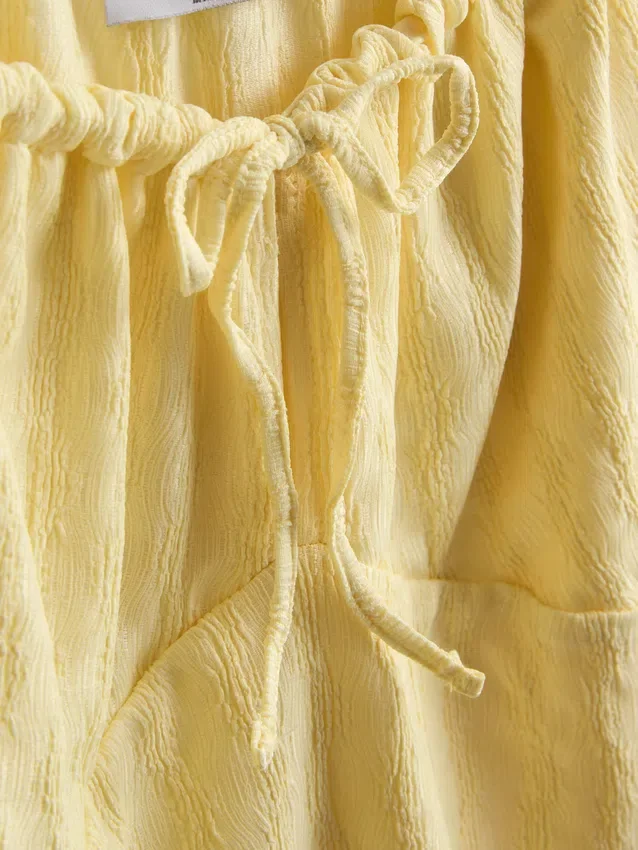 Crinkle cap-sleeve mini dress