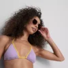 Crinkle contrast triangle bikini top