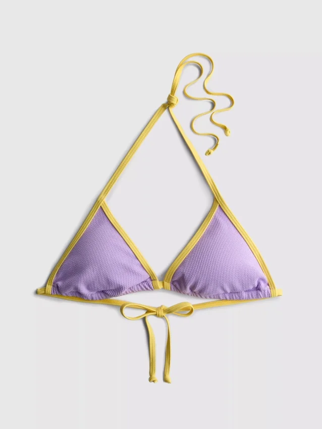 Crinkle contrast triangle bikini top