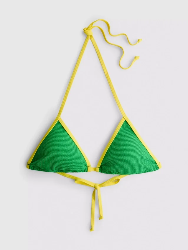 Crinkle contrast triangle bikini top