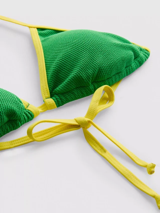Crinkle contrast triangle bikini top