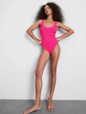 Crinkle scoop back swimsuit