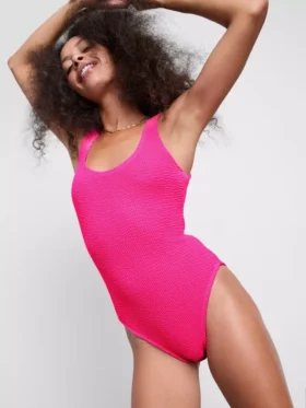 Crinkle scoop back swimsuit